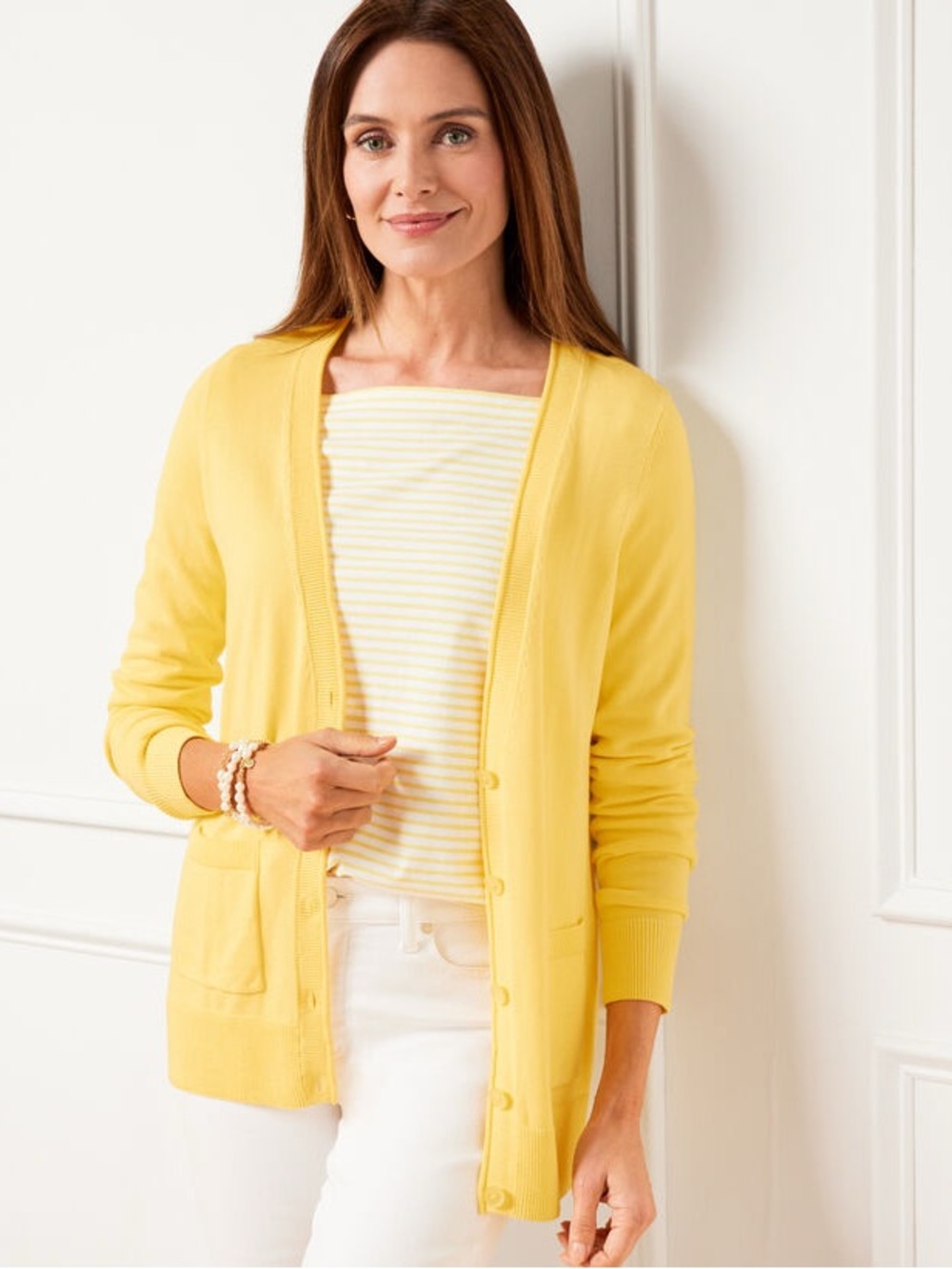Talbots 1X Butter Yellow Button-Front Women's Cardigan